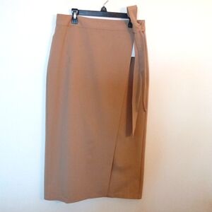 Aware Women's Tan Wrap Style Column Skirt with Tie Size Small